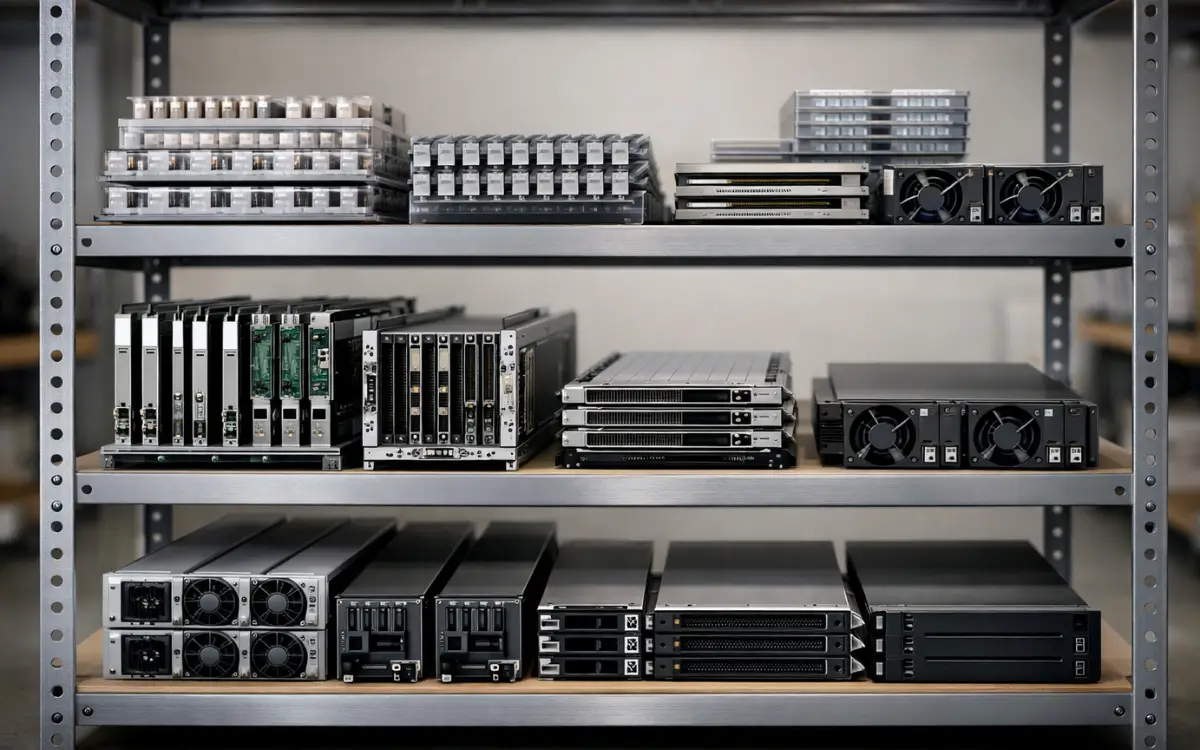Telecom network equipment modules and spare parts organised for multi-vendor sourcing